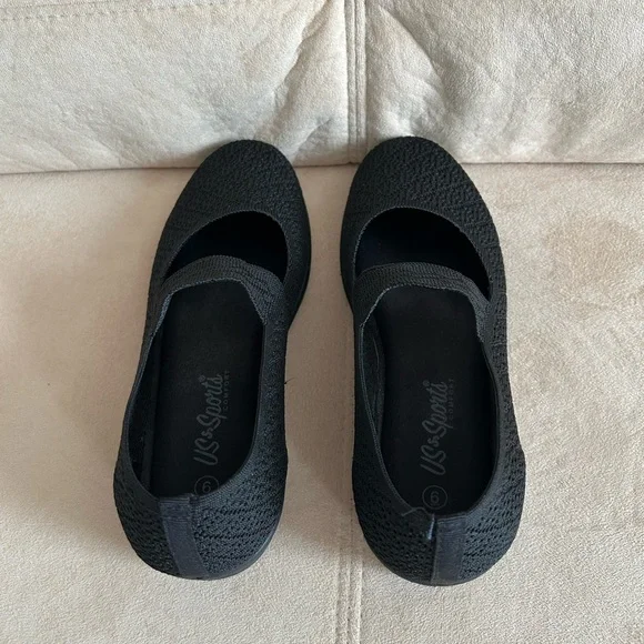NEW Mary Jane Black Knit Woven Stylish, Comfort Platform Slip-on | Foam Insole - Picture 6 of 12